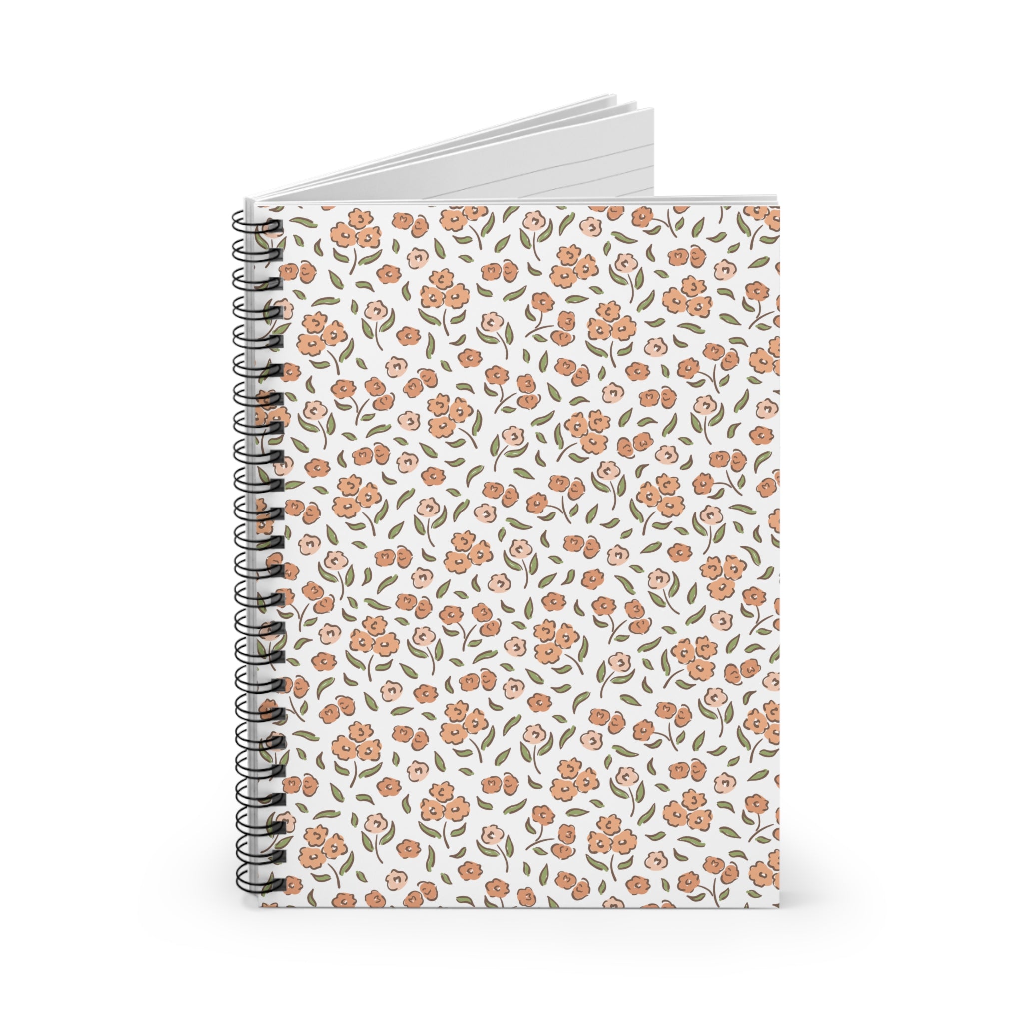 Pink Floral Orange Spiral Notebook