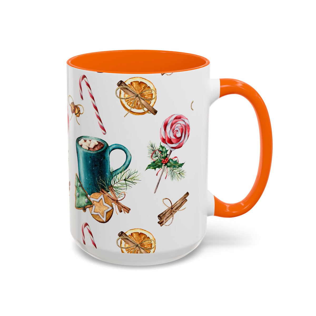 Christmas Candy Cane and Hot Cocoa Coffee Mug