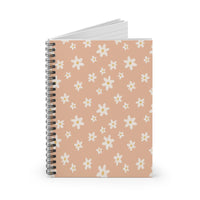 Daisy Pattern Spiral Notebook — Peach Floral Ruled Journal