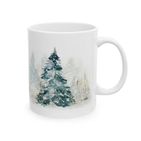 Winter Forest Ceramic Mug — Snowy Pine Trees Coffee Cup (11oz & 15oz)