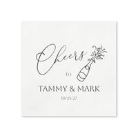 Let's Toast Napkins — Personalized Wedding Cocktail Napkins with Champagne Design