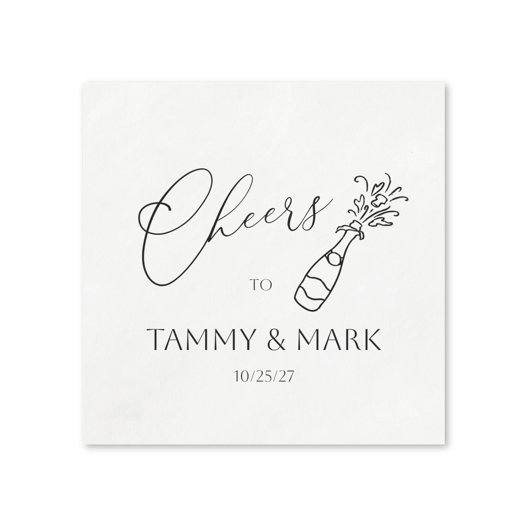 Let's Toast Napkins — Personalized Wedding Cocktail Napkins with Champagne Design