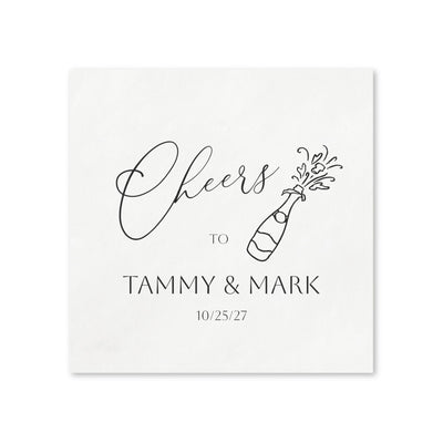 Let's Toast Napkins — Personalized Wedding Cocktail Napkins with Champagne Design