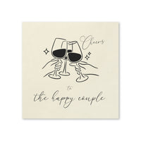 Cocktail Cheers Napkins — “Cheers to the happy couple” Wedding Cocktail Napkins