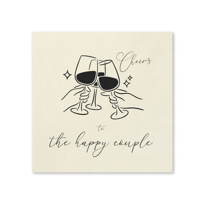 Cocktail Cheers Napkins — “Cheers to the happy couple” Wedding Cocktail Napkins