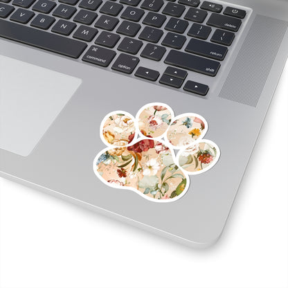 Floral Paw Print Stickers - Cute Animal Aesthetic for Pet Lovers