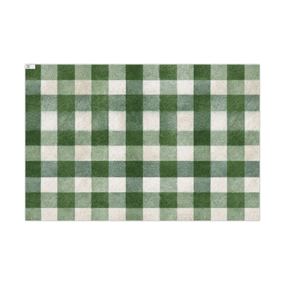 Winter Evergreen Checkered Christmas Gift Wrap Paper Roll