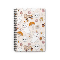 Cute Halloween Ghost Spiral Notebook — Pastel Spooky Doodle Ruled Journal