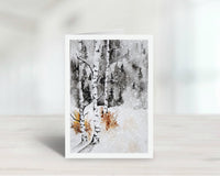 Winter Forest Birch Trees Greeting Card