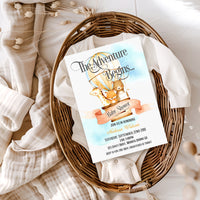 Animal Hot Air Balloon - The Adventure Begins Baby Shower Invitation