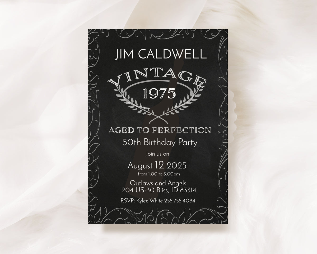 Aged to Perfection Wine Birthday Invitation Template Editable Invitation Corjl Digital Download