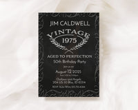 Aged to Perfection Wine Birthday Invitation Template Editable Invitation Corjl Digital Download