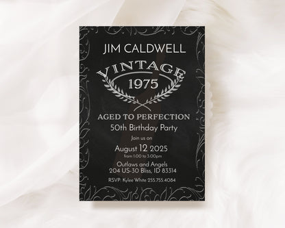 Aged to Perfection Wine Birthday Invitation Template Editable Invitation Corjl Digital Download