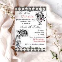 Alice in Wonderland Birthday Invitation Template Editable Invitation Corjl Digital Download