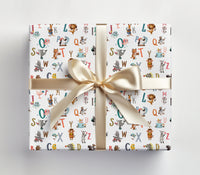 Animal Alphabet Baby or Birthday Wrapping Paper Sheets
