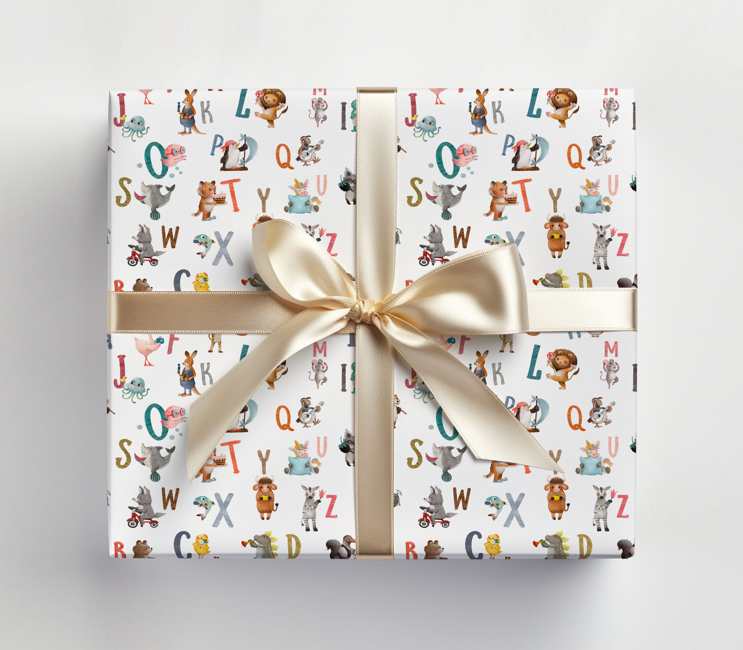 Animal Alphabet Baby or Birthday Wrapping Paper Sheets