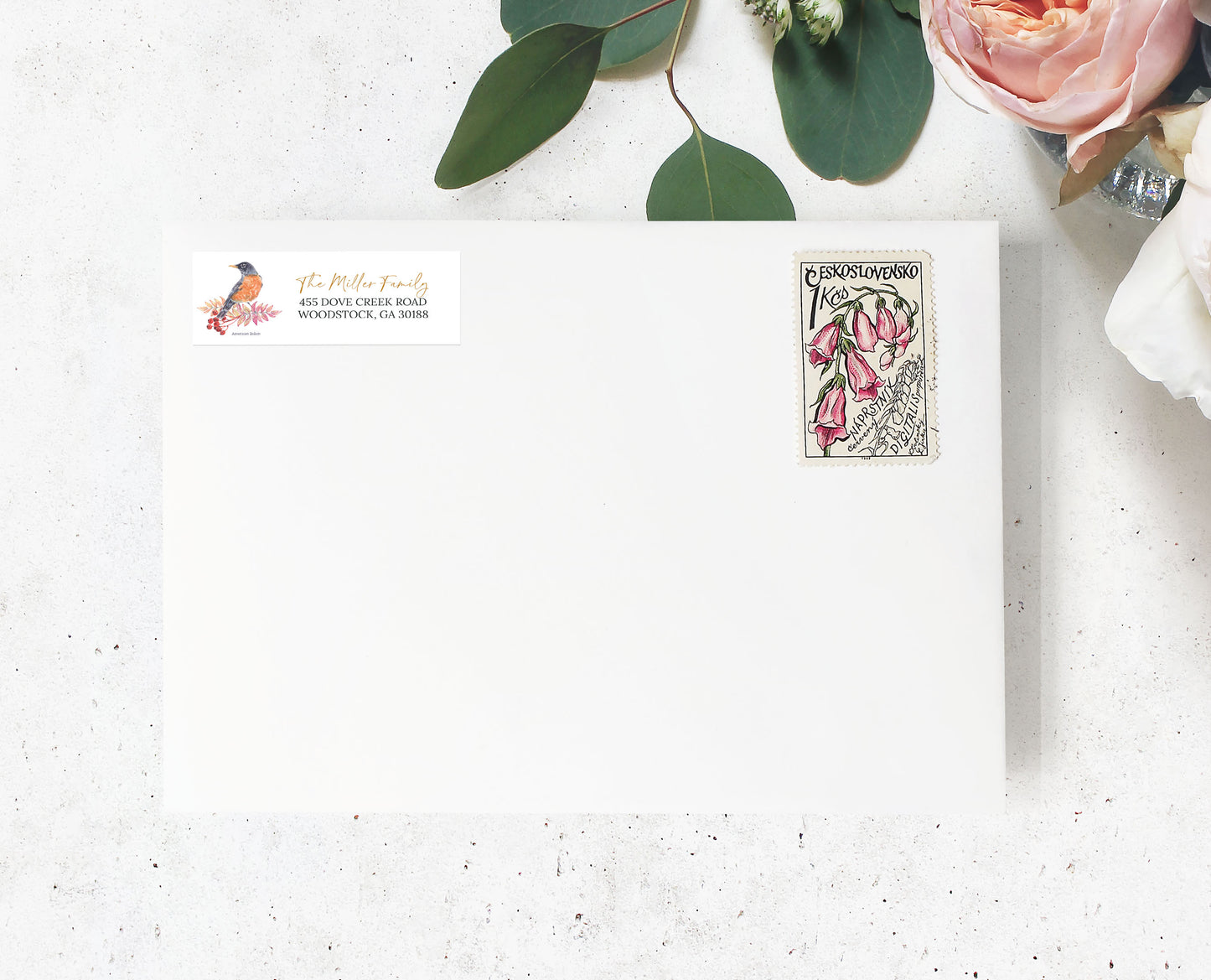 American Robin Bird Return Address Sticker