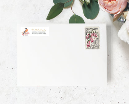 American Robin Bird Return Address Sticker