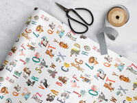 Animal Alphabet Baby or Birthday Wrapping Paper Sheets