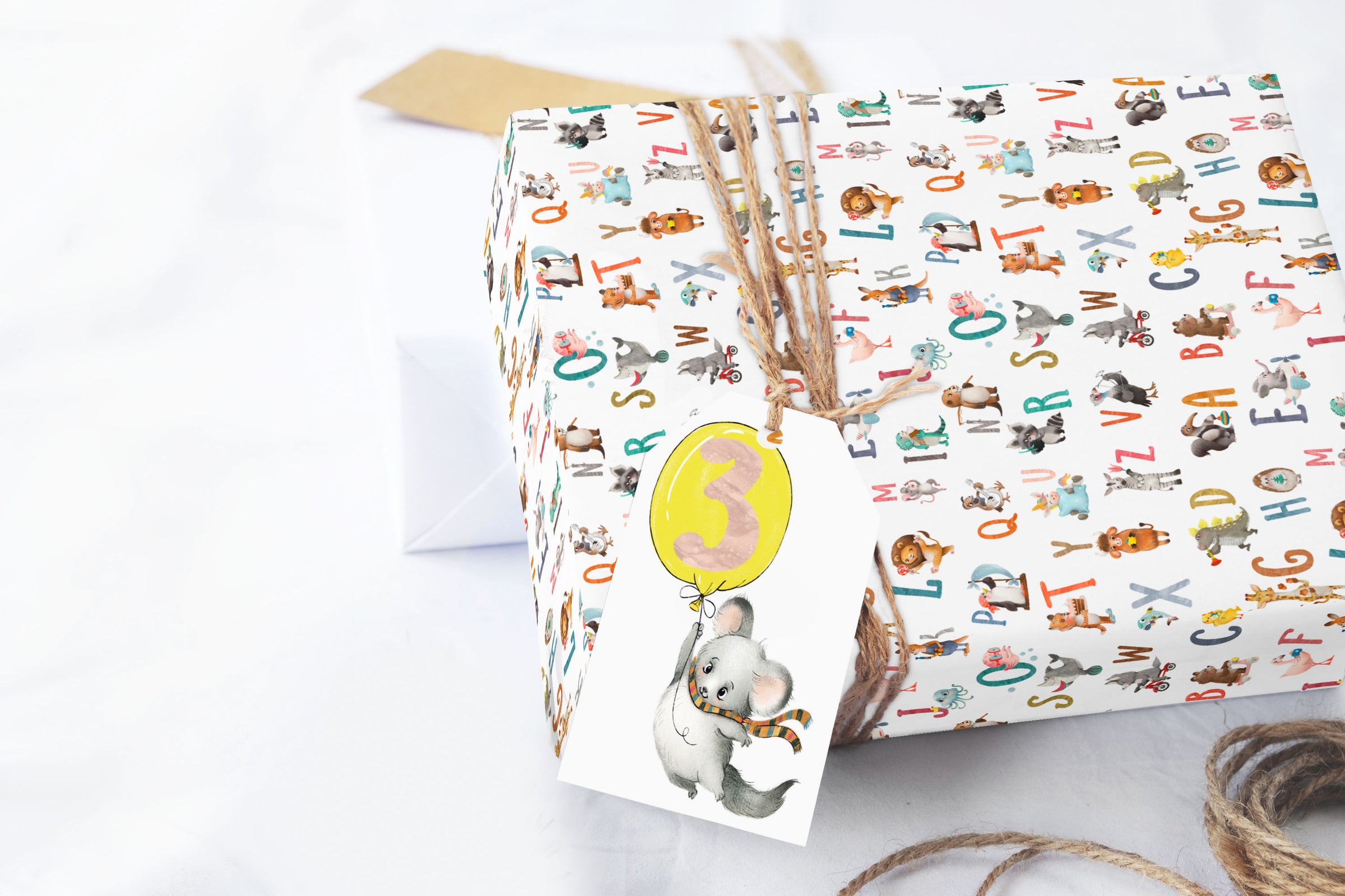 Animal Alphabet Baby or Birthday Wrapping Paper Sheets