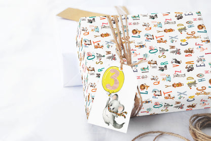 Animal Alphabet Baby or Birthday Wrapping Paper Sheets