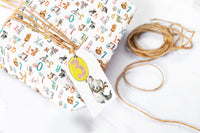 Animal Alphabet Baby or Birthday Wrapping Paper Sheets