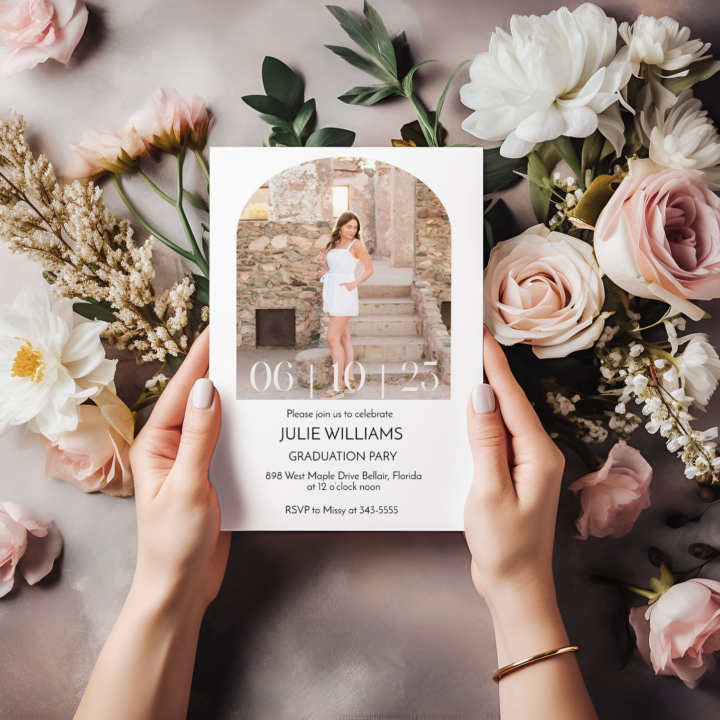 Modern Photo High school or College Graduation Invitation Template Editable Invitation Corjl Digital Download