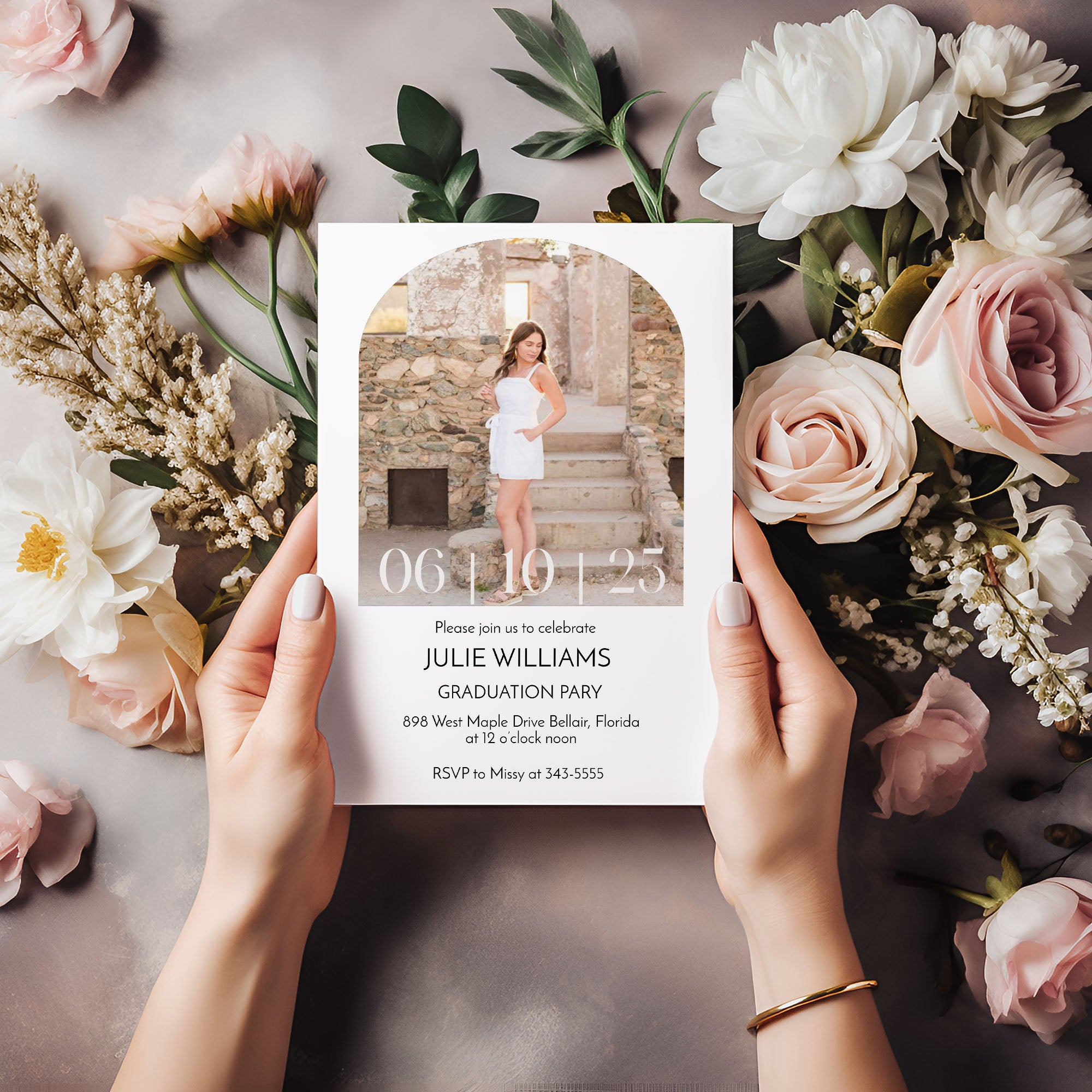Modern Photo High school or College Graduation Invitation Template Editable Invitation Corjl Digital Download