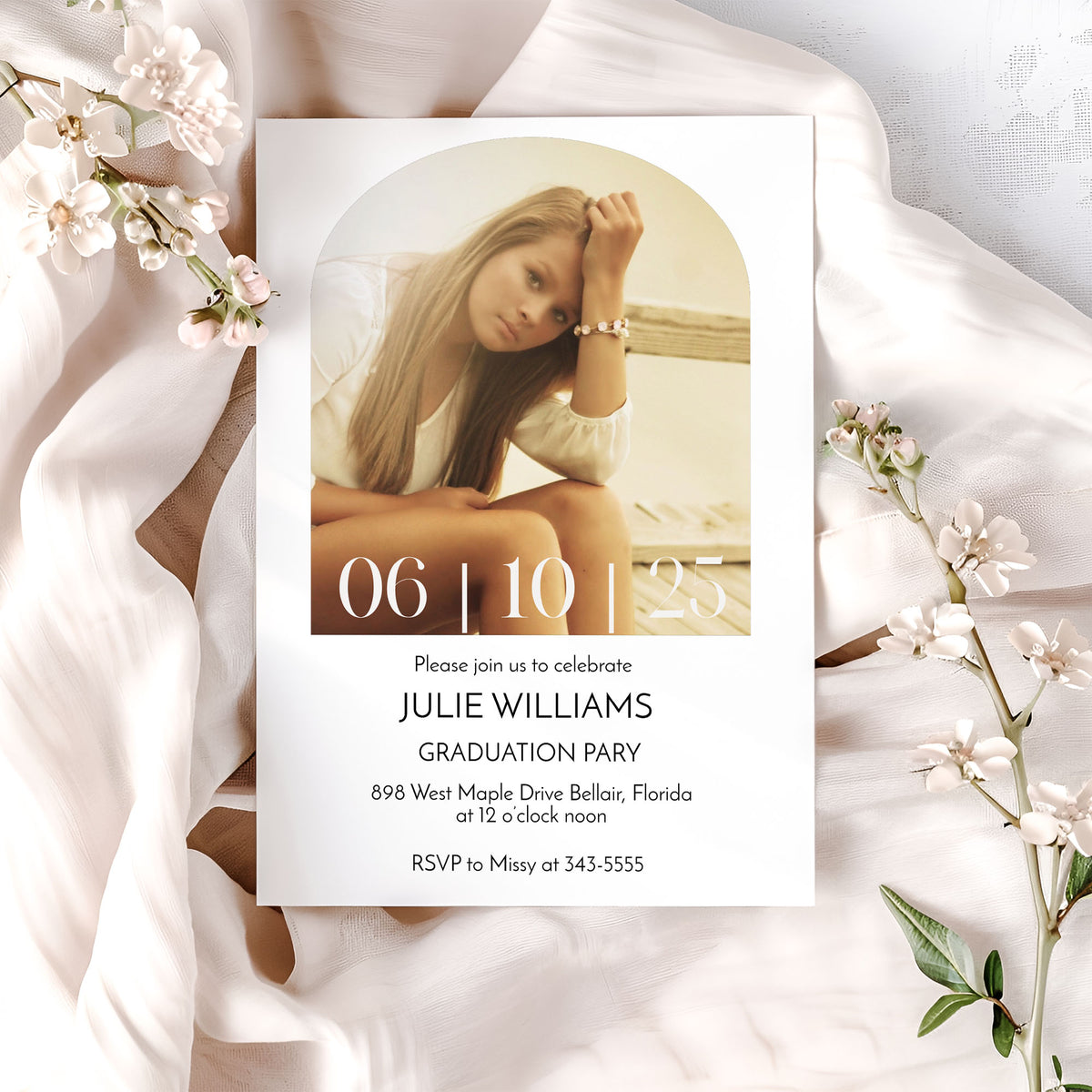 Modern Photo High school or College Graduation Invitation Template Editable Invitation Corjl Digital Download