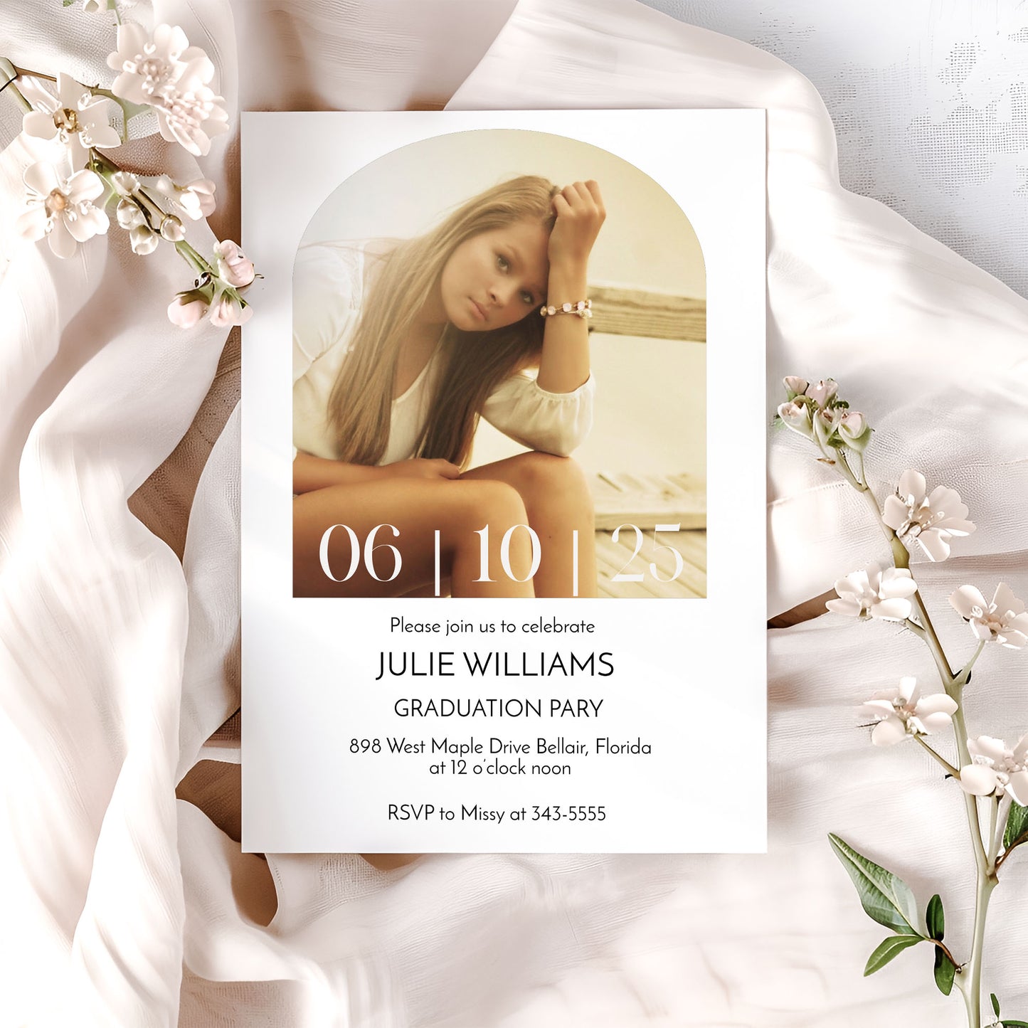 Modern Photo High school or College Graduation Invitation Template Editable Invitation Corjl Digital Download