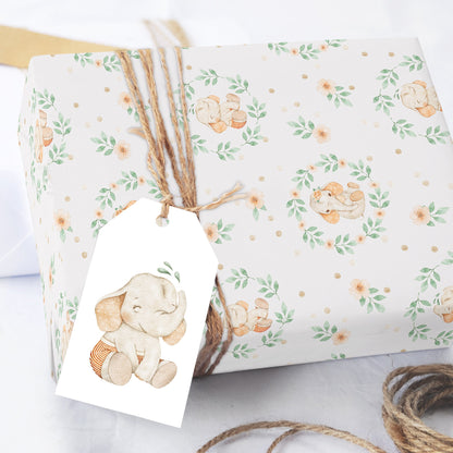 Baby Elephant Shower Wrapping Paper Sheets
