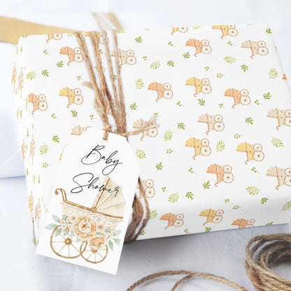 Baby Buggy Shower Wrapping Paper Sheets