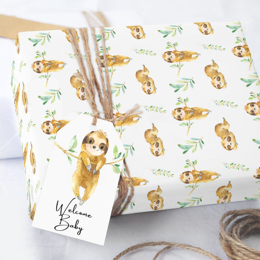 Baby Sloth Wrapping Paper Sheets