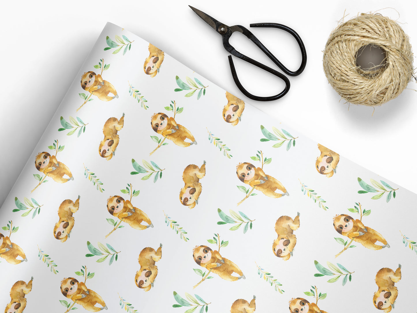 Baby Sloth Wrapping Paper Sheets