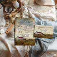 Vintage Barn with Red Roof Wedding Invitation