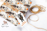 Bat and Ghost Halloween Orange Wrapping Paper