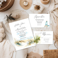 Sandy Beach Destination Wedding Invitation Suite