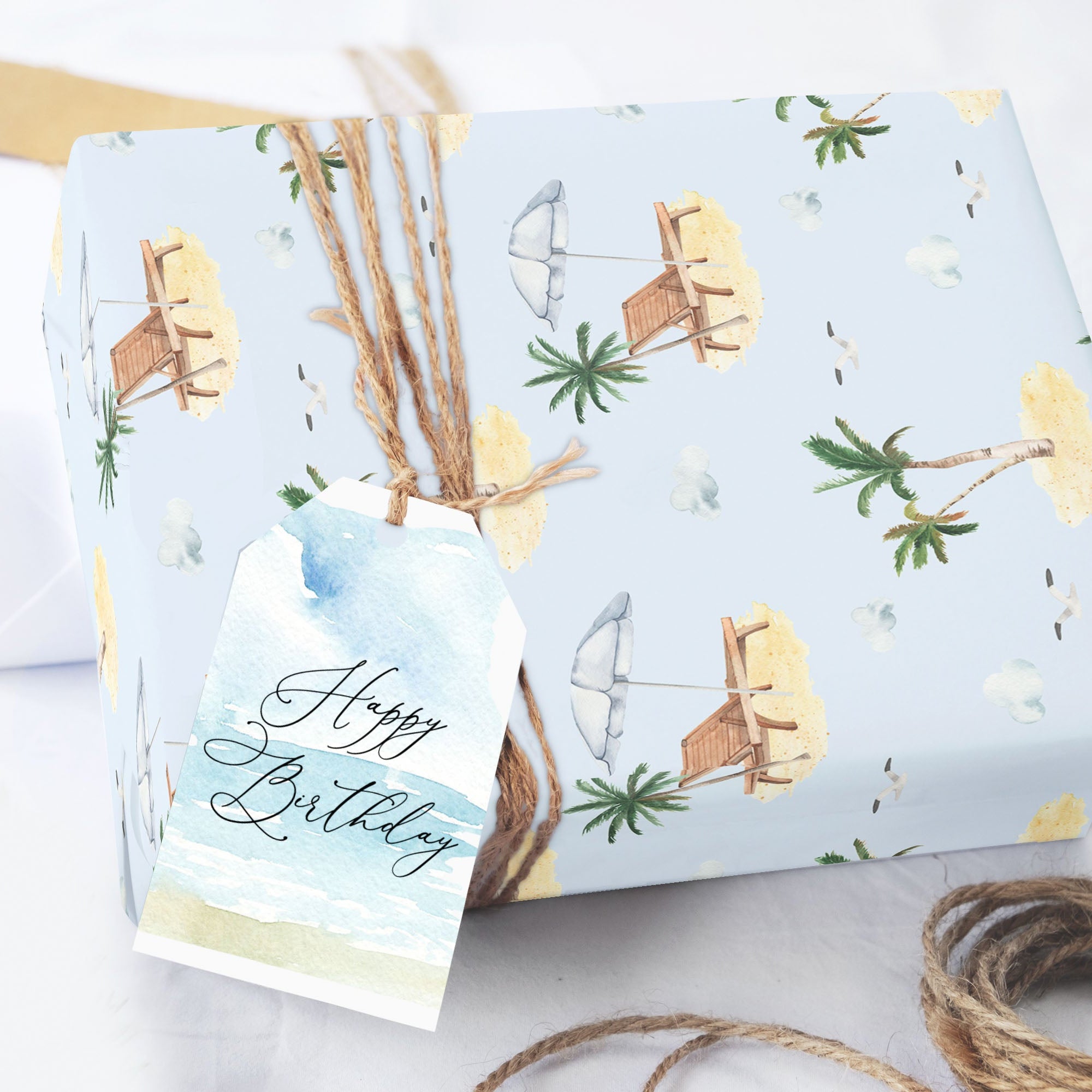 Beach Tropical Themed Wrapping Paper Sheets
