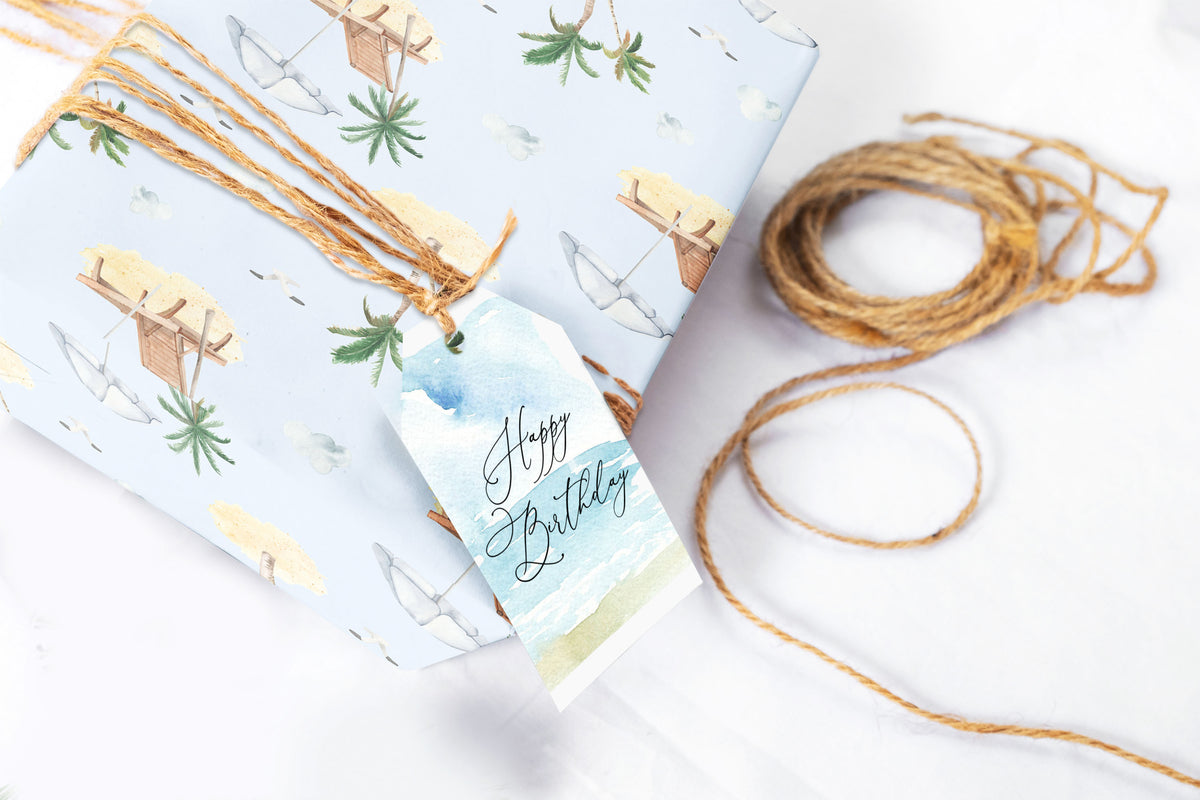 Beach Tropical Themed Wrapping Paper Sheets