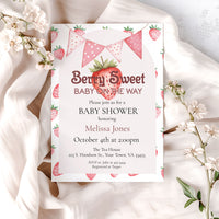 Berry Sweet Pink Girl Baby Shower Invitation