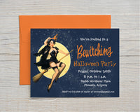 Bewitched Witch Full Moon Halloween Costume Party Invitation Template