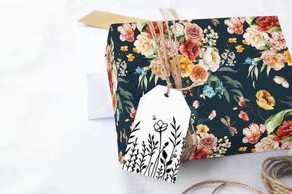 Navy Floral Boho Garden Wrapping Paper