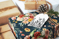 Navy Floral Boho Garden Wrapping Paper