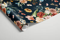 Navy Floral Boho Garden Wrapping Paper