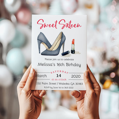 Black Heels Sweet Sixteen Birthday Invitation