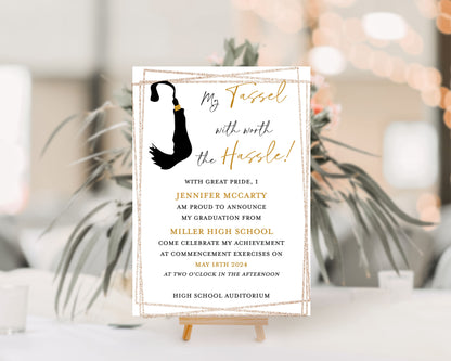 Tassel Black and Gold Graduation Invitation Template Editable Invitation Corjl Digital Download