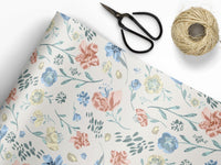 Blue and Pink Floral Wrapping Paper