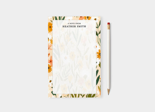 Boho Orange Floral Personalized Notepad