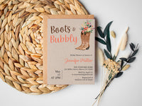 Boots and Bubbly Cowgirl Bridal Shower Invitation Template Editable Invitation Corjl Digital Download