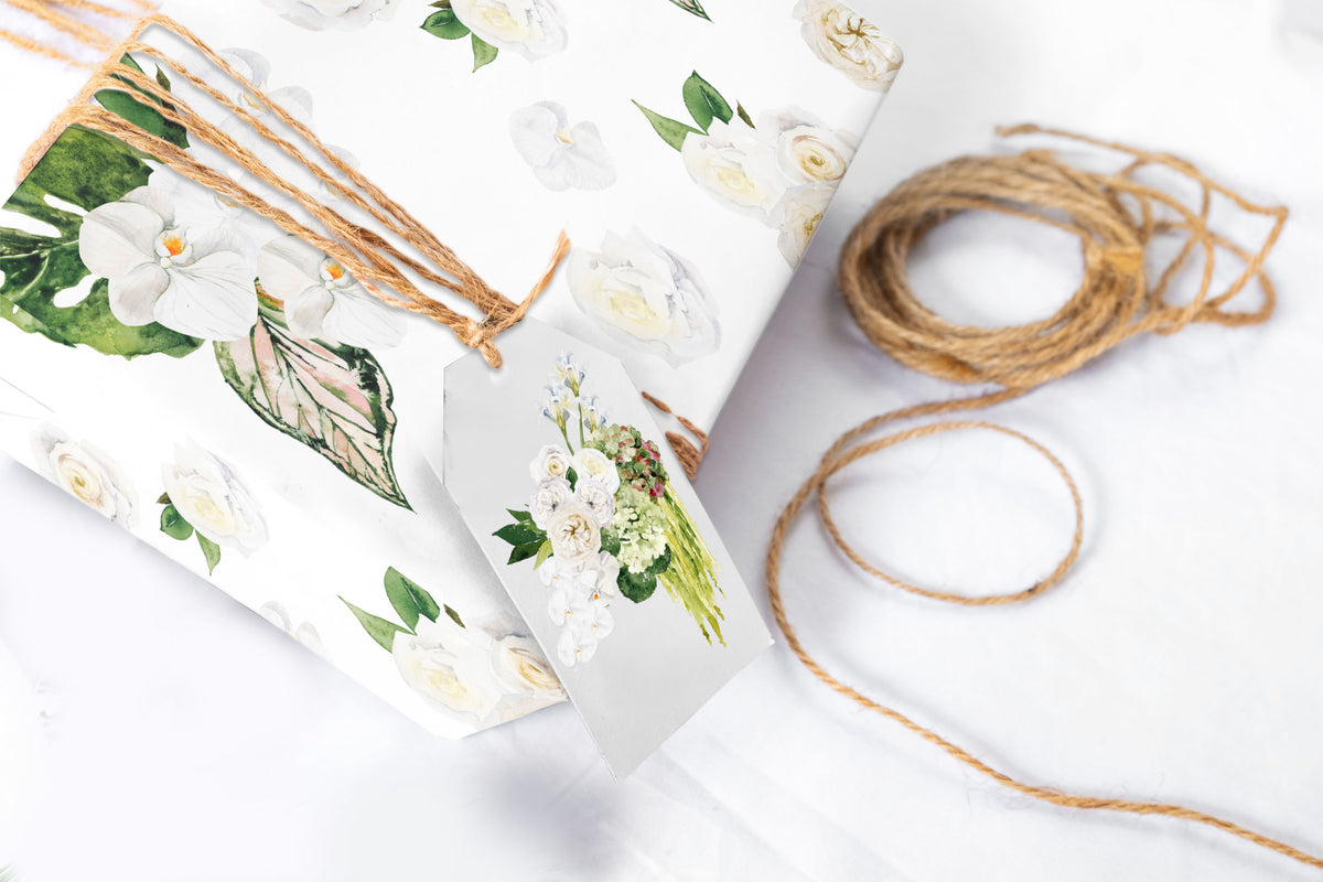 Botanical Watercolor Floral Wrapping Paper (5 sheets)